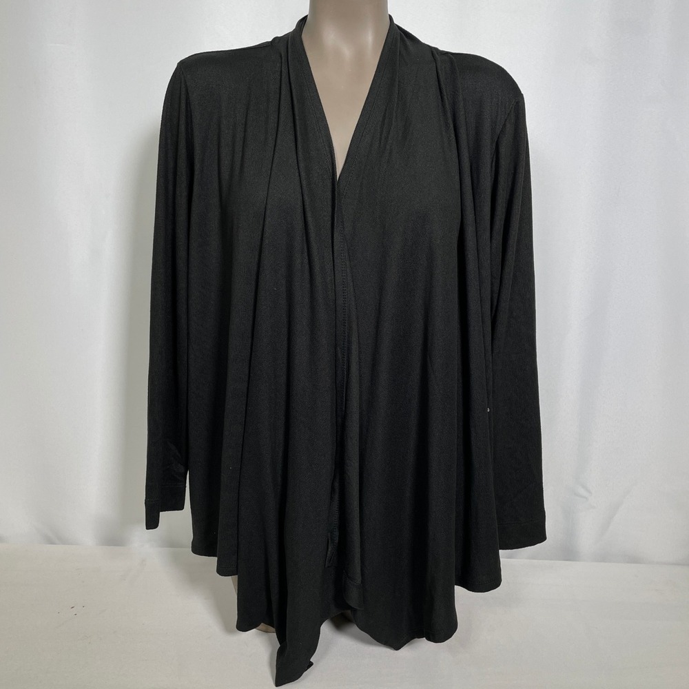 Natori Black Open Front Drape Lightweight Cardigan Sweater Women's XL NWT